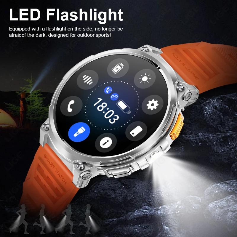 LIGE K66 montre intelligente hommes lampe de poche Bluetooth appel 1.85 pouces 128 mo de mémoire 730