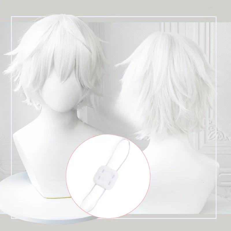 Perruques de Cosplay Anime Kaneki Ken, perruques courtes blanches moelleuses, Patch pour les yeux, c