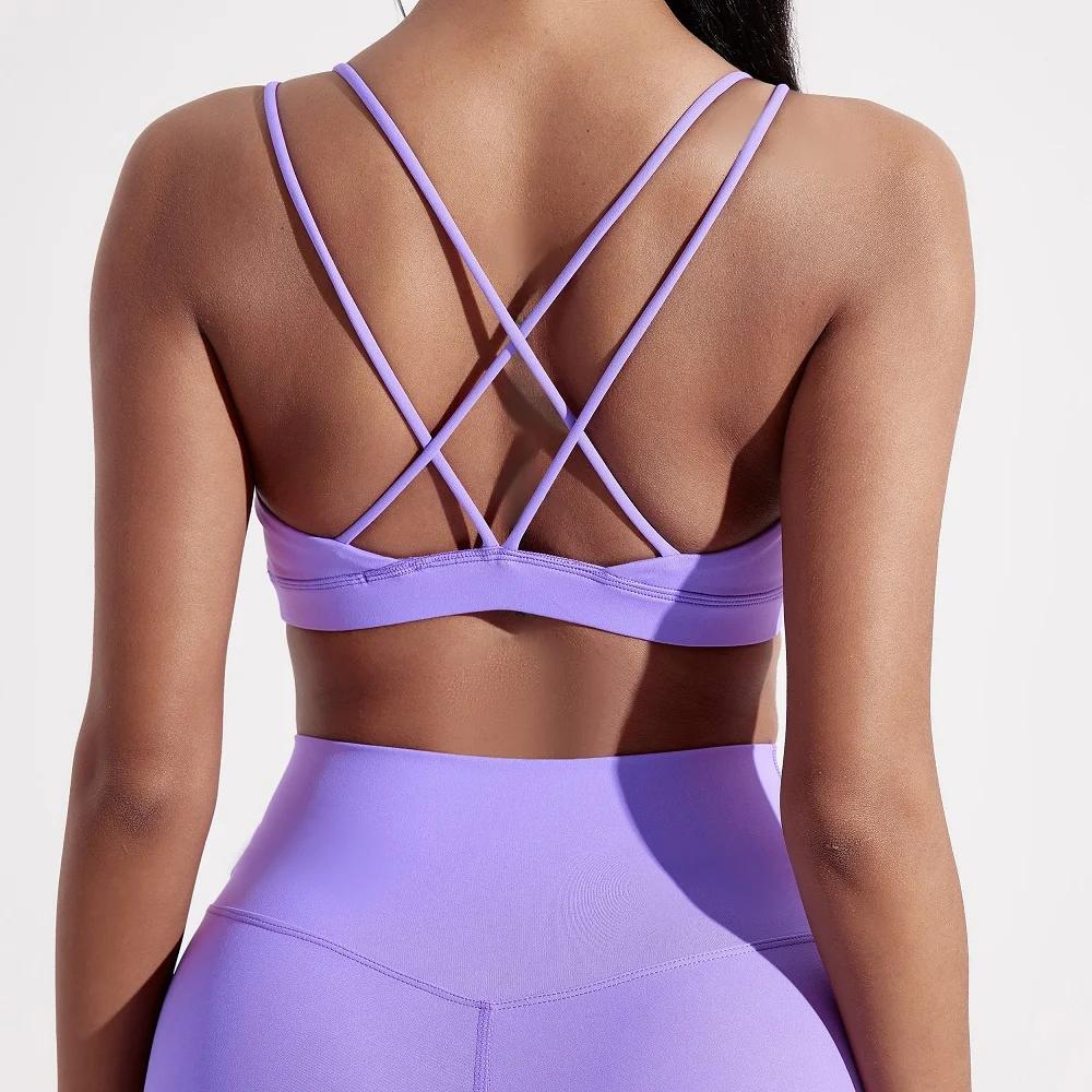 Soutien-gorge de sport résistant aux chocs pour femme, haut de fitness, doux et serré, entraînement