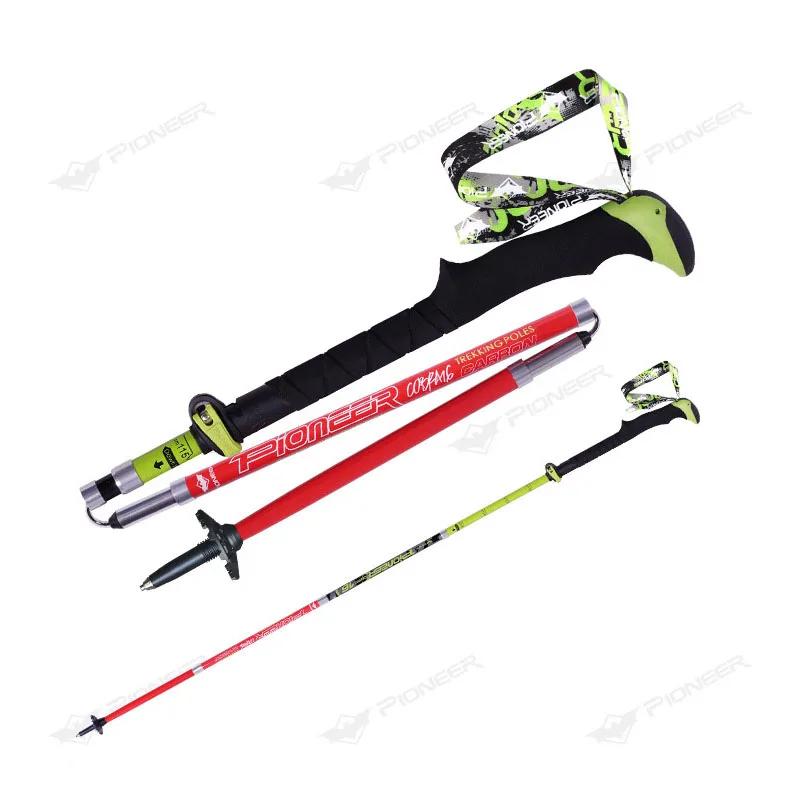 Bâton de marche pliant en fibre de carbone PIONEER, 2 pièces, 5 sections réglables, Alpenstocks, ran