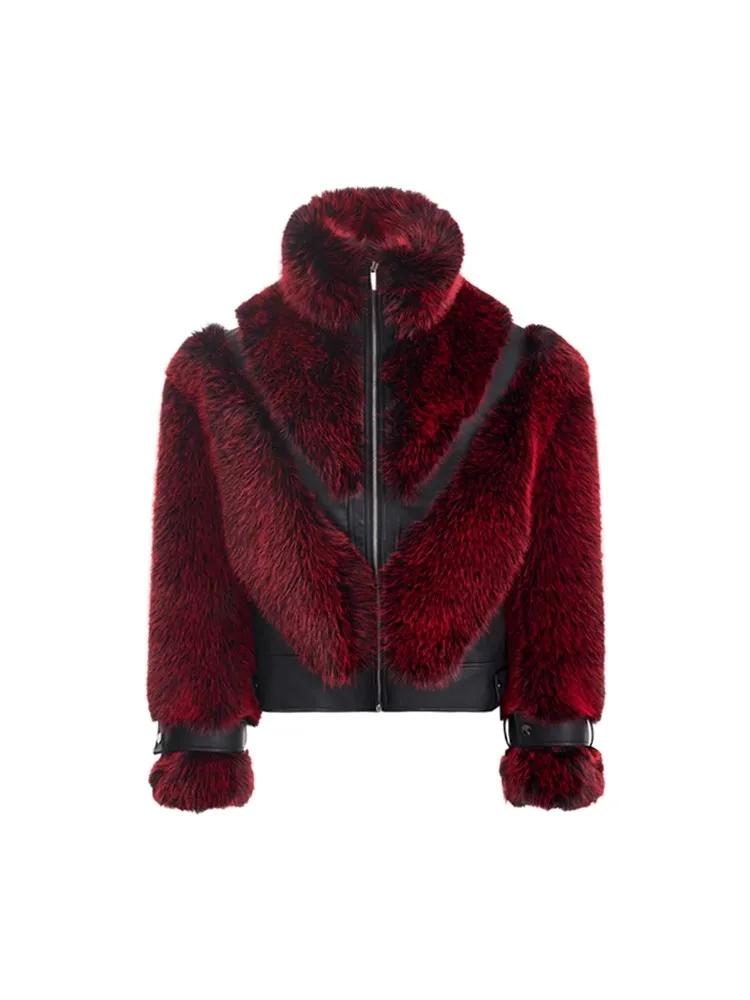 Mauroicardi automne hiver Cool beau épais chaud Patchwork fausse fourrure manteau hommes de luxe vêt