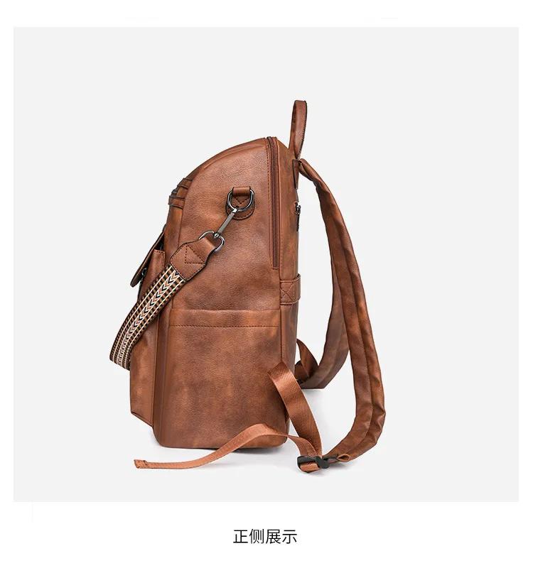 Sac à dos rétro grande capacité pour femmes, à la mode, décontracté, multifonctionnel, matériau PU,