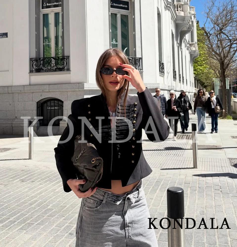 KONDALA Veste Slim Vintage Femme 2026 Nouvelles Tendances Printemps Vestes Napoléon Élégantes pour D