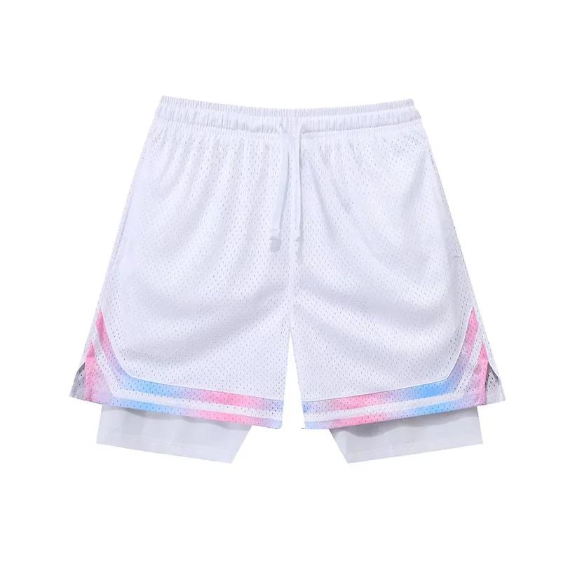 Faux deux shorts de basket-ball, amples, américains, Anti-lumière, pour hommes et femmes, pantalons