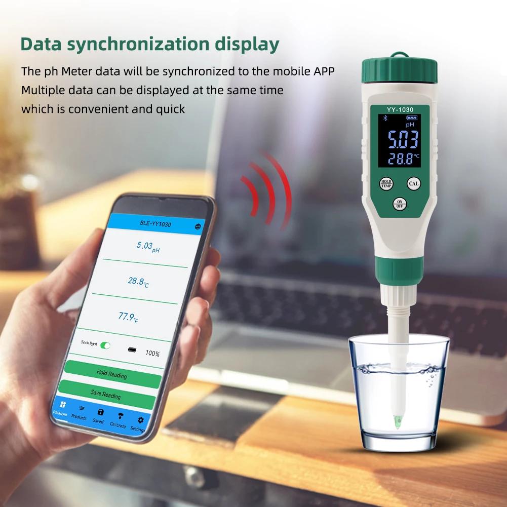Ph-mètre alimentaire numérique Bluetooth 0.00 ~ 14.00, capteur de haute précision, testeur intellige