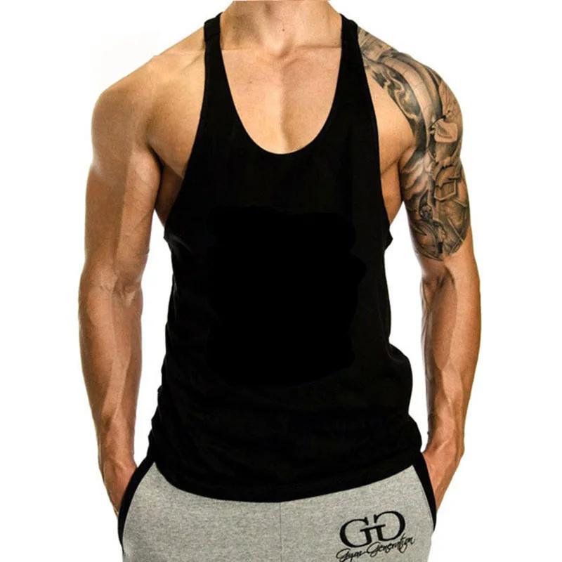 Haut musculation homme 2024 coton dos en Y été - T-shirt entraînement physique confortable