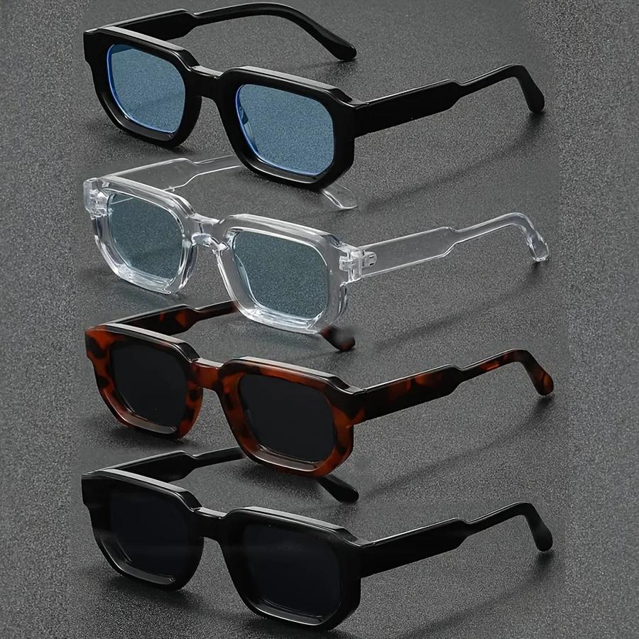 4pcsNew hommes Vintage Rectangle cadre lunettes de soleil mode rétro lunettes de soleil marque de lu