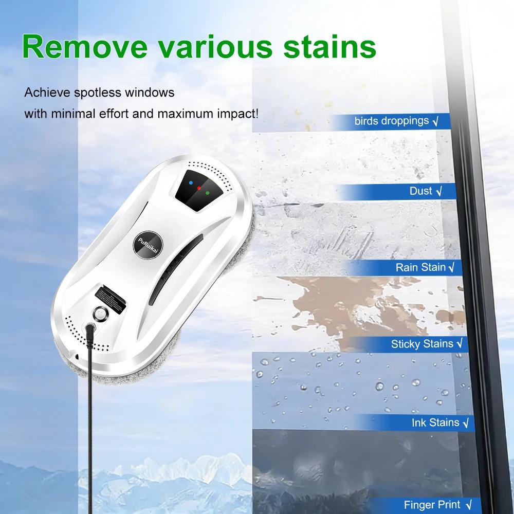 Robot aspirateur ultra fin PuRuiKai, robot nettoyeur de vitres, vitre électrique, limpiacristales, t