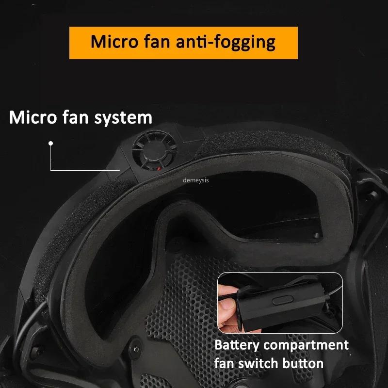 Masque Airsoft lunettes détachables avec ventilateur Anti-buée masque de protection tactique Paintba