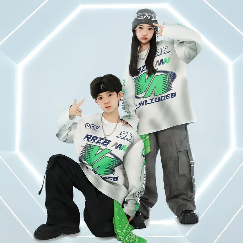 Costume de danse Hip Hop Jazz pour garçons et filles, haut à manches longues, tenue de pantalon, pra