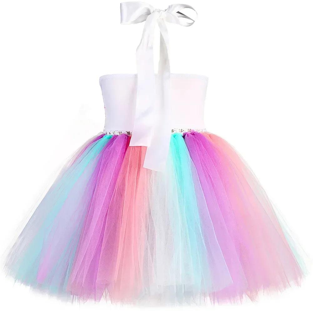 Robe Tutu licorne à paillettes pour filles, Costume de princesse en Tulle à fleurs, tenue de fête d'