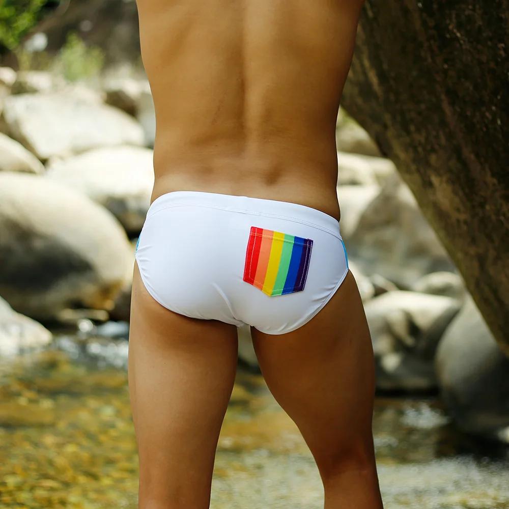 Maillot de bain push-up pour hommes, slip arc-en-ciel sexy, culotte de natation pour hommes, short d