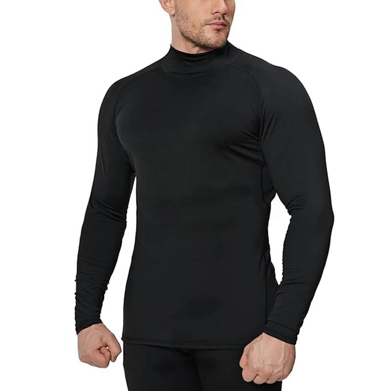 Chemise de compression à manches longues pour hommes, haute élasticité, chaleur musculaire, haut de