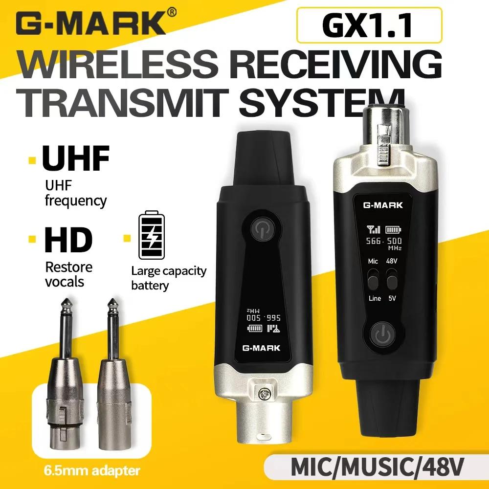 Système de Microphone sans fil G-MARK GX1.1, adaptateur XLR UHF, transmetteur et récepteur Audio à 1