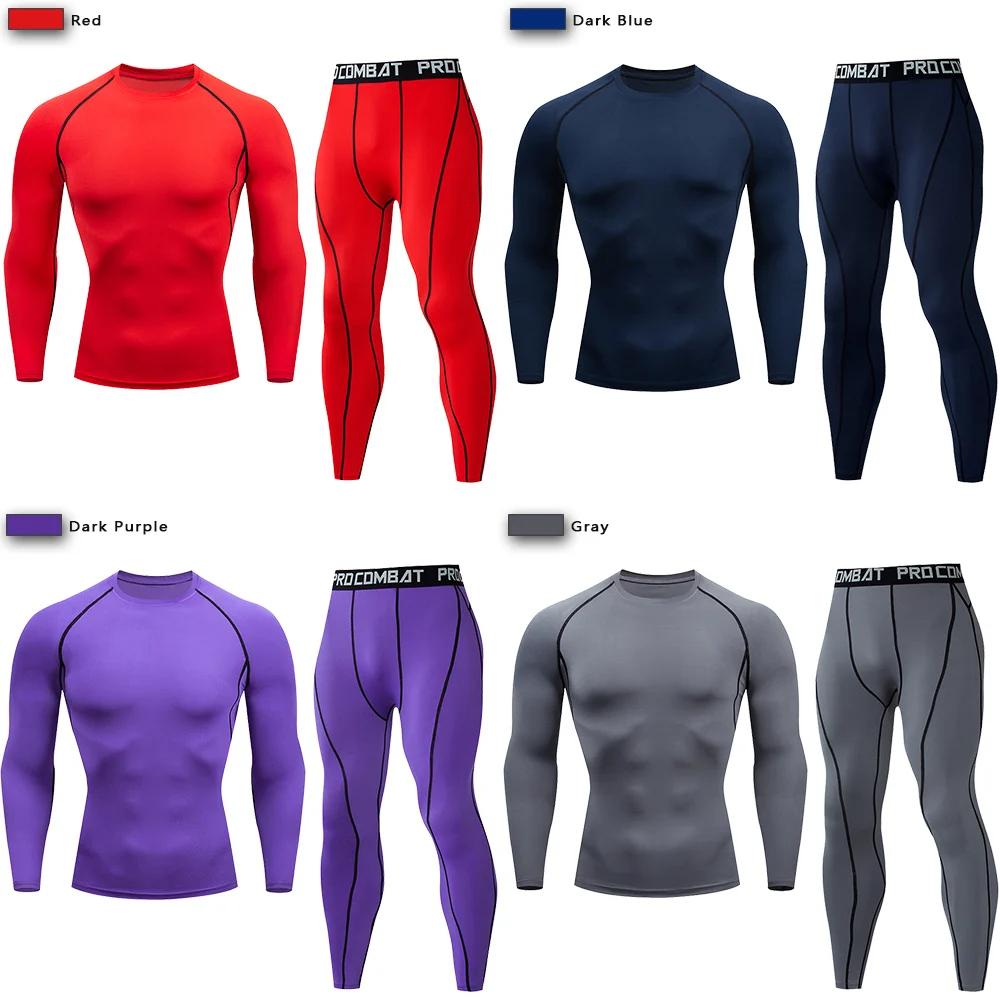2 pièces hommes vêtements de Compression costume GYM serré sport Yoga ensembles entraînement Jogging