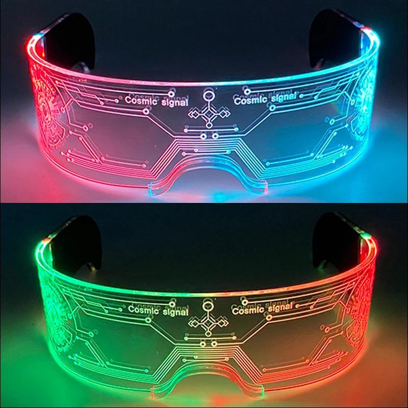 Lunettes de fête Shoous LED en acrylique, lunettes lumineuses, visière lumineuse au néon, lunettes d