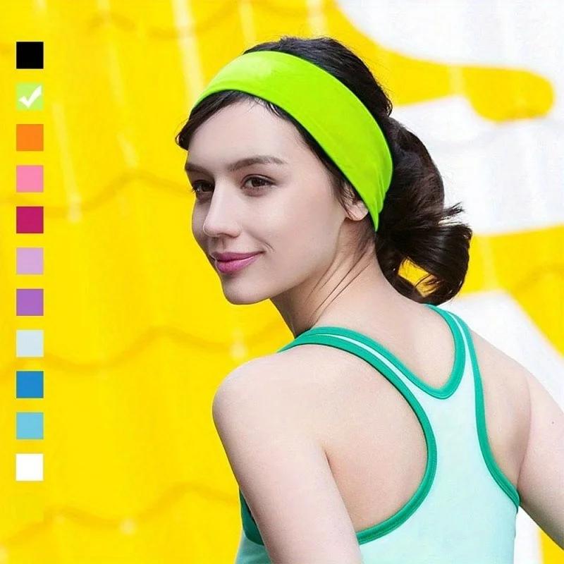 10 pièces bandeau élastique pour femmes - Fitness Yoga course accessoires cheveux couleur unie