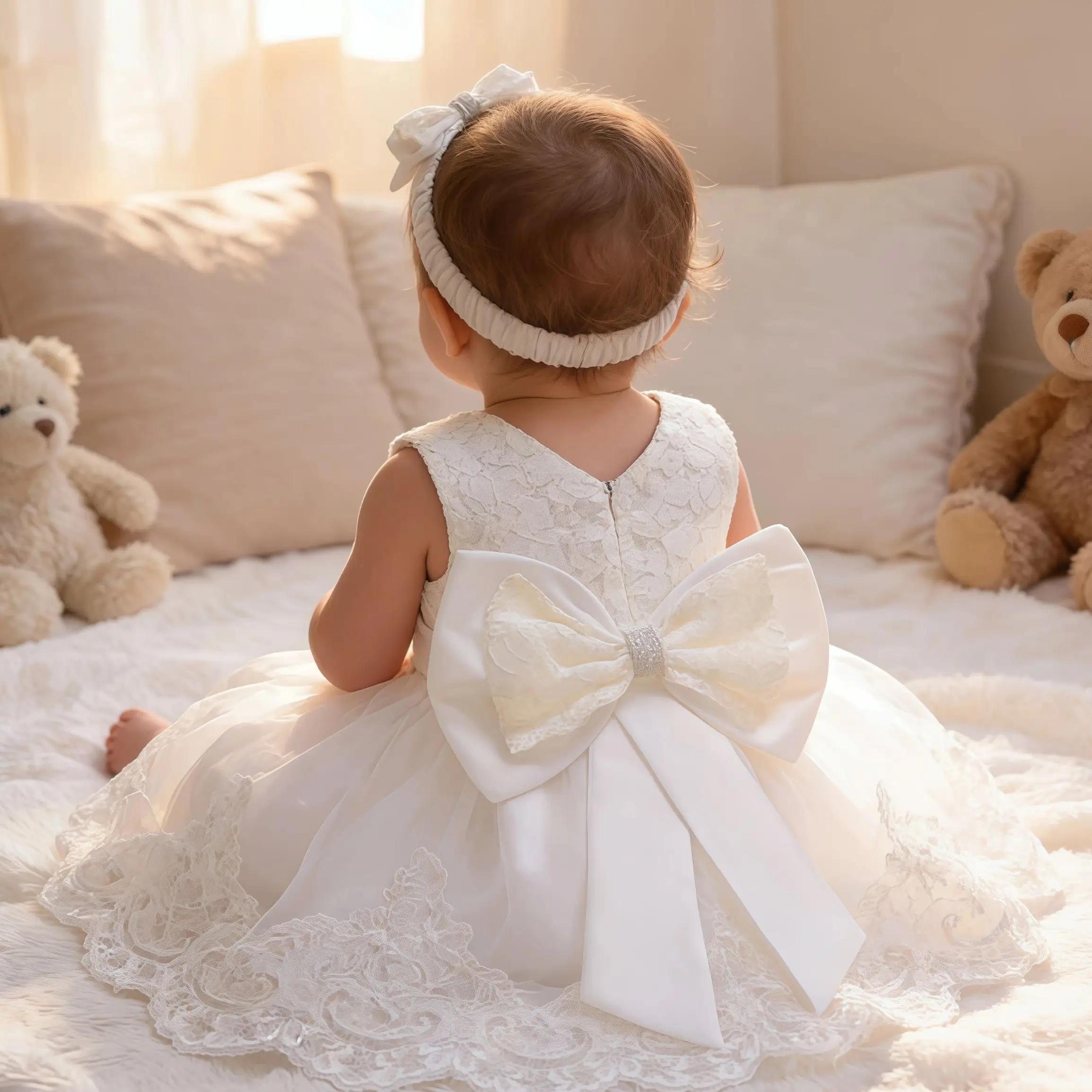 LZH bébé fille robe nouveau-né vêtements princesse robe + chapeaux pour enfant en bas âge anniversai
