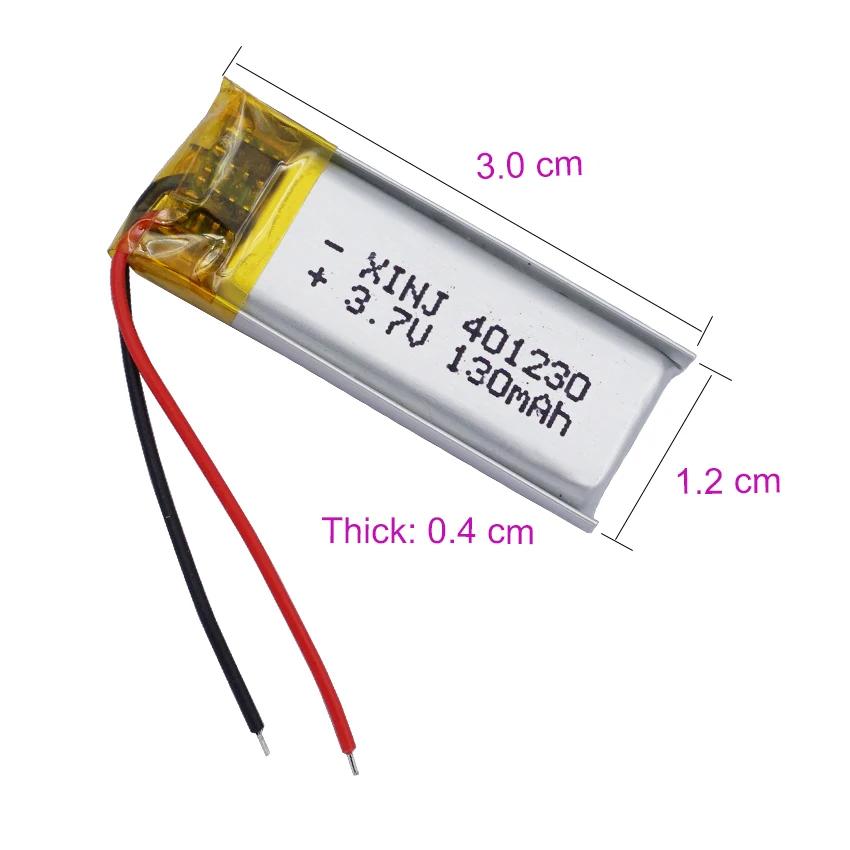 Batterie articulation po polymère aste, 3.7V, 130 mAh, 401230 pour casque Satnave, haut-parleur Blue