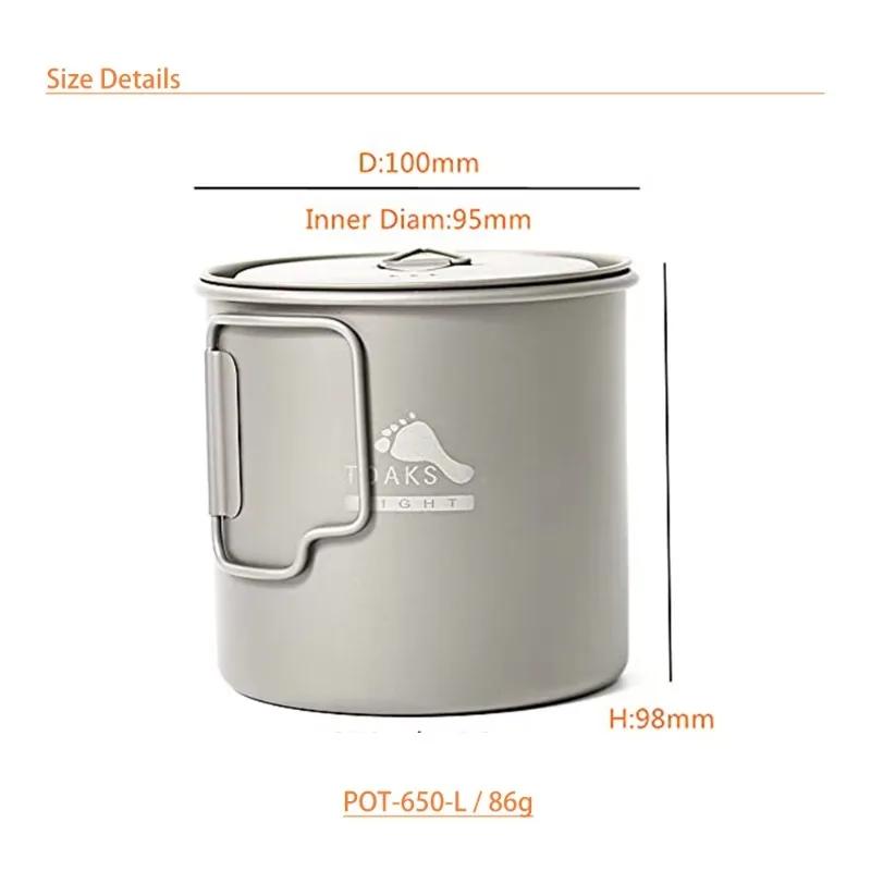Tasse TOAKS 650ml titane ultraléger pour camping - vaisselle extérieure légère équipement randonnée