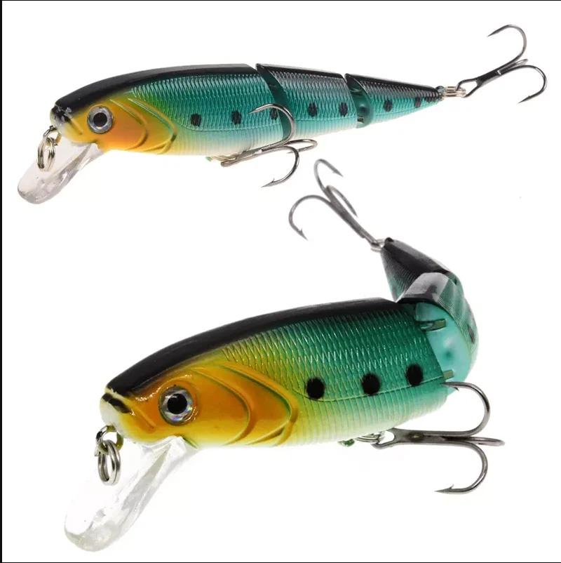 Multi Section bar de mer dur leurres de pêche yeux 3D 1 pièces manivelle vairon nagbait faux appât d