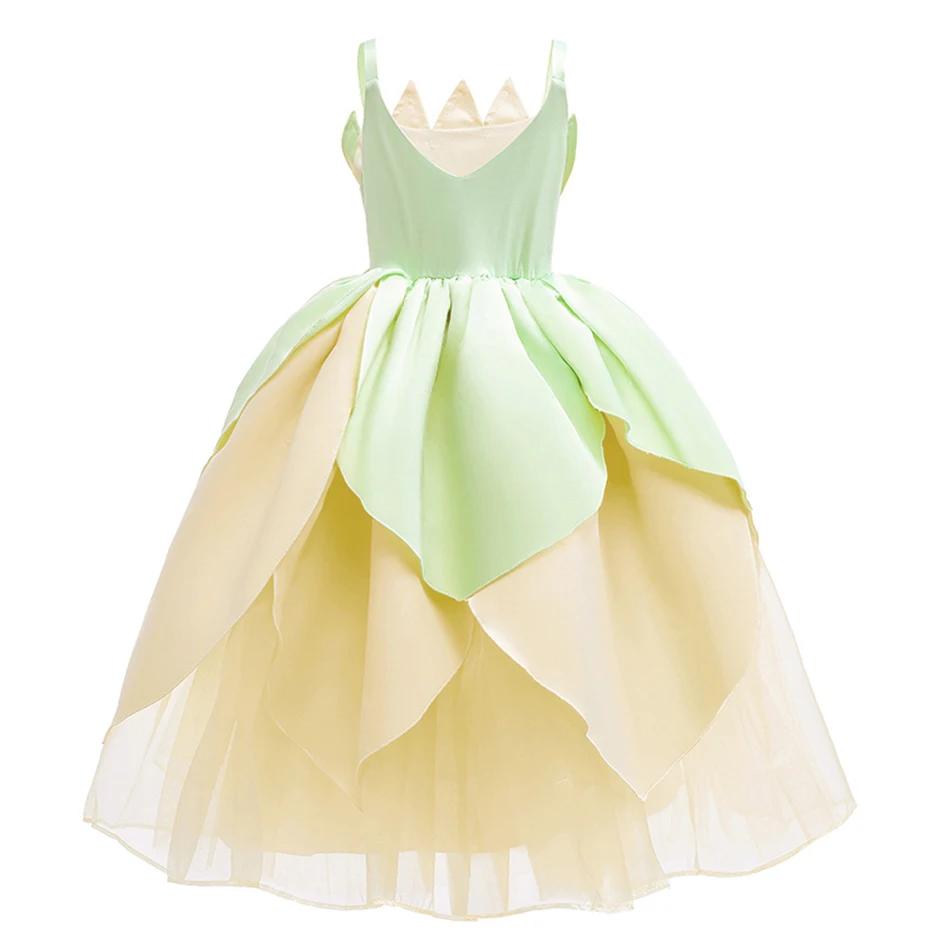 Tiana fantaisie filles princesse Costume enfant carnaval robe Cosplay Floral LED éclairer vêtements