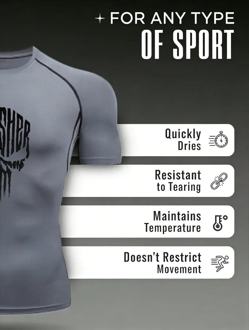 Crâne modèle 2026 T-shirt de sport pour hommes pour l'entraînement physique Fitness Compression homm