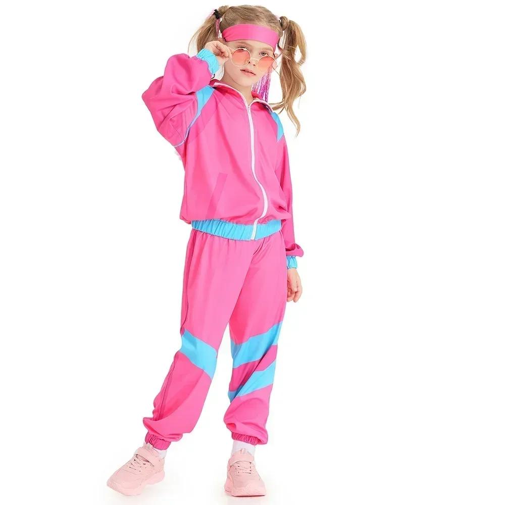 Ensemble de survêtement années 80, costume hip-hop, haut et pantalon, tenue rétro disco, vêtements d