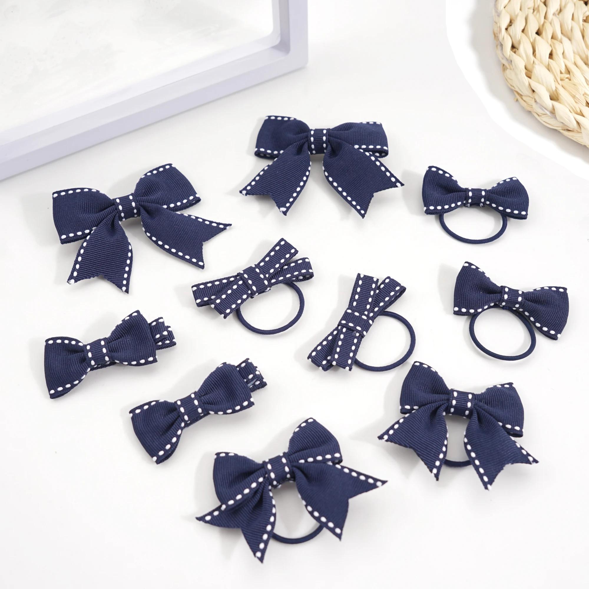 Lot de 10 pinces à cheveux, barrettes, nœuds et élastiques pour filles, accessoires pour l'école, ve