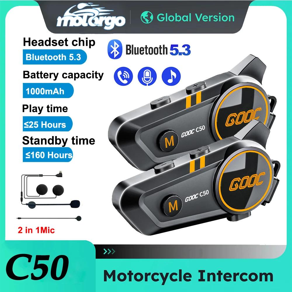 1/2x Interphone de musique Bluetooth 5.3 casque de moto Interphone casque étanche 300m Intercomunica