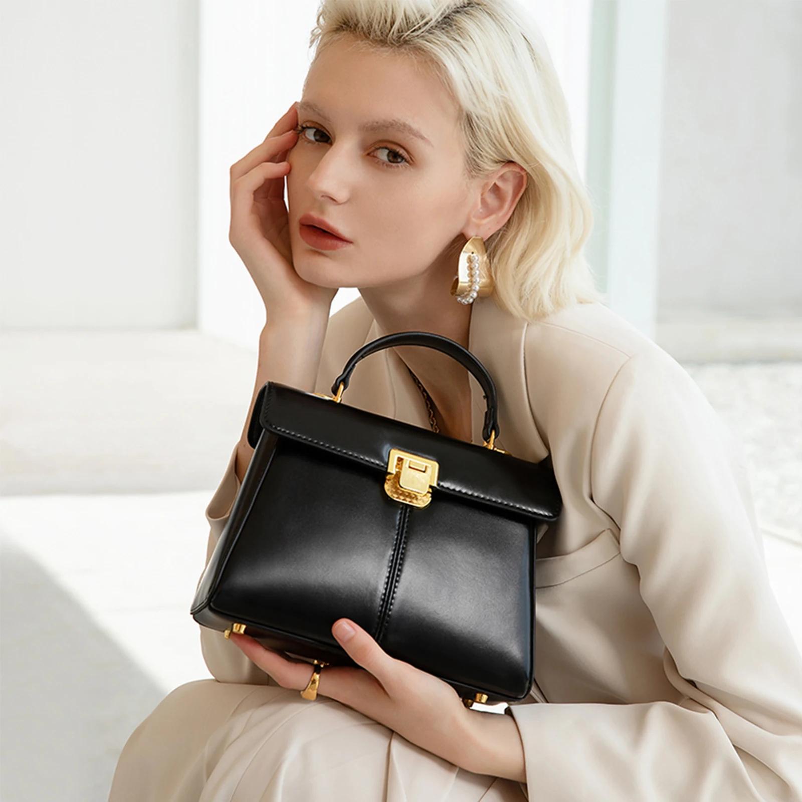 Sac à main en cuir véritable ITAMOOD avec foulard | Sac à bandoulière de luxe tendance de créateur