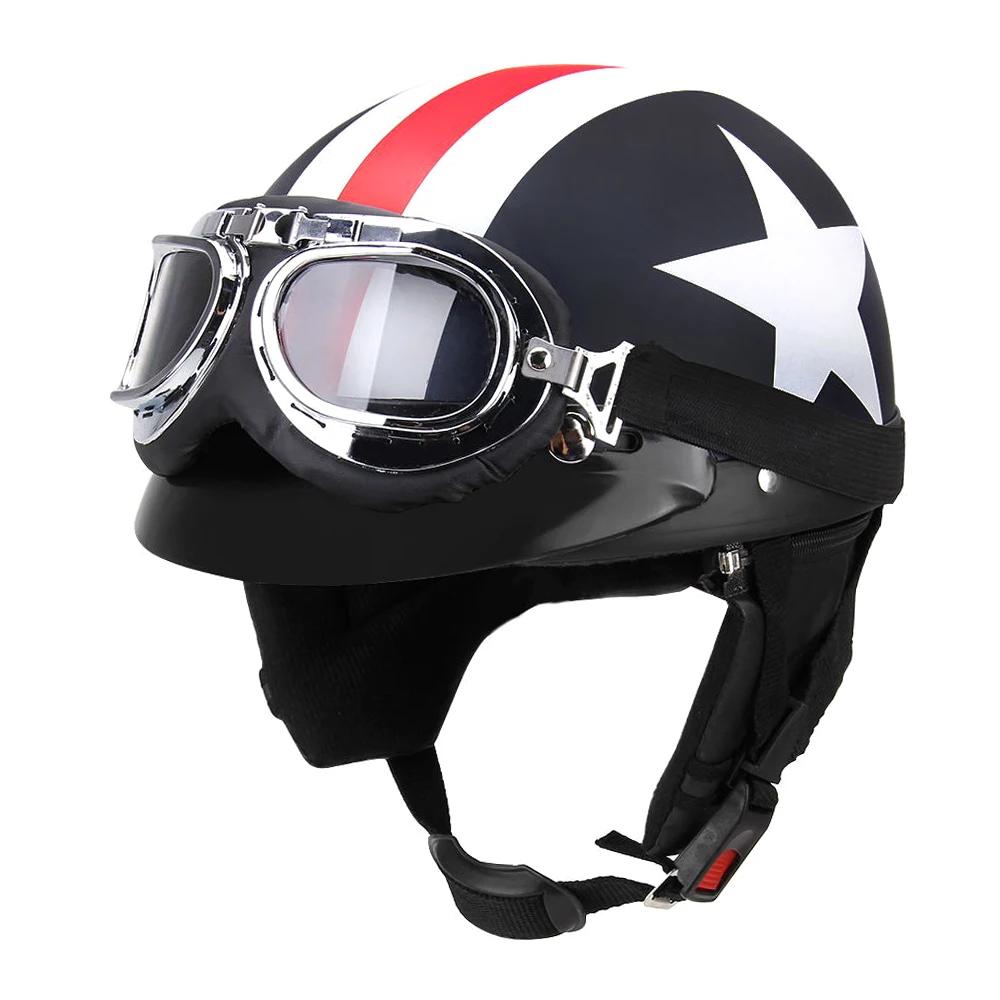 Casque de Moto demi-visage rétro Vintage Style Moto Casco Capacete casque de Moto avec visière lunet