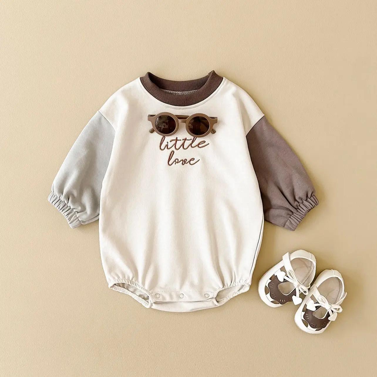 Vêtements d'automne pour bébés filles et garçons, combinaison avec lettres brodées, manches longues,