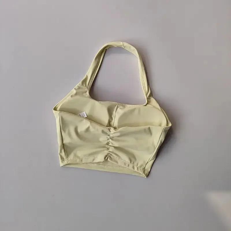 Camisole yoga rembourrée dos nu sexy femme haut court gymnastique soutien-gorge fitness respirant