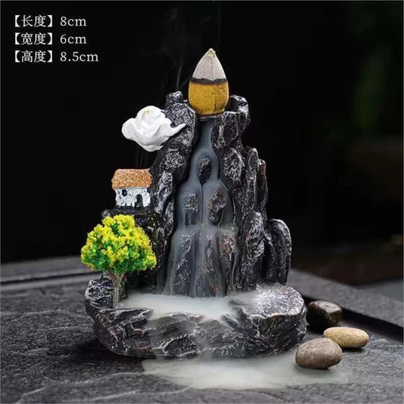 Brûleur d'encens montagnes rivière cascade parfum cheminée reflux arôme fumée Zen encensoir décorati