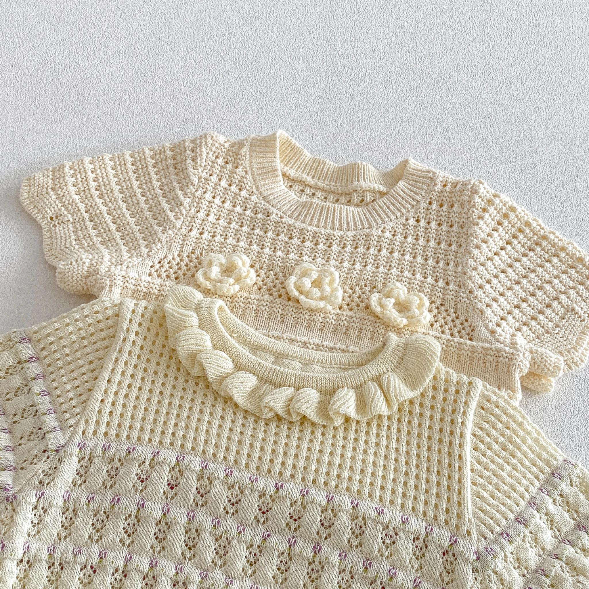 Ensemble décontracté léger et respirant en tricot à manches courtes pour filles, collection été 2026