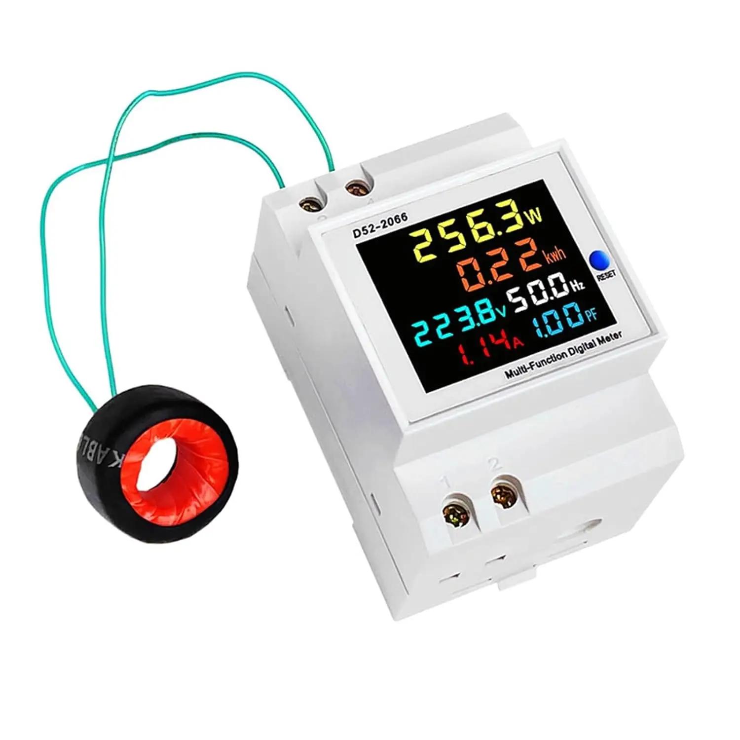 Compteur d'énergie monophasé sur Rail Din, moniteur d'utilisation d'électricité AC 40-300V 100A, vol