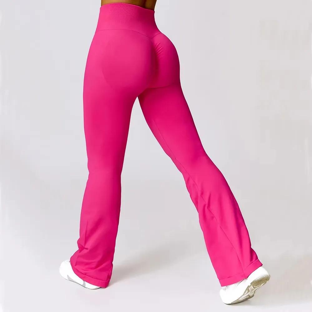 Leggings évasés sans couture femme taille haute - Pantalon yoga jambes larges pour danse et fitness