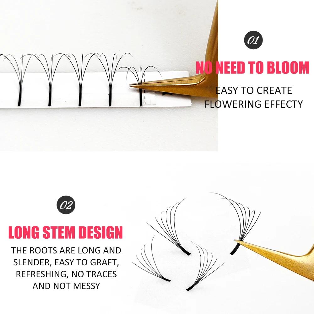 Abonnie 3D/4D/5D/6D Éventails de volume préfabriqués, cils volumineux à tige longue, extensions de c