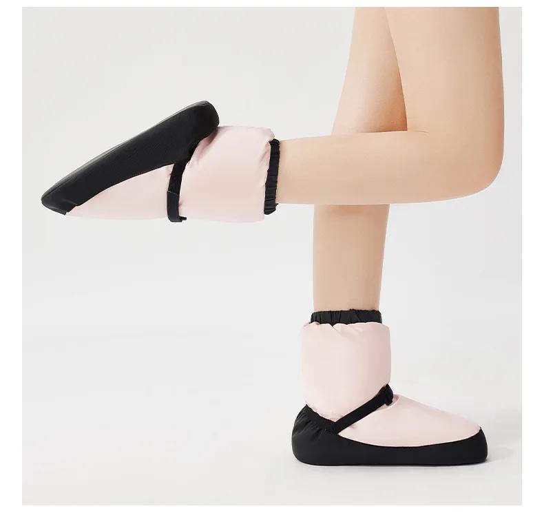 Chaussures de danse d'hiver pour femmes, bottes d'échauffement de Ballet à Clip, bottines en coton à