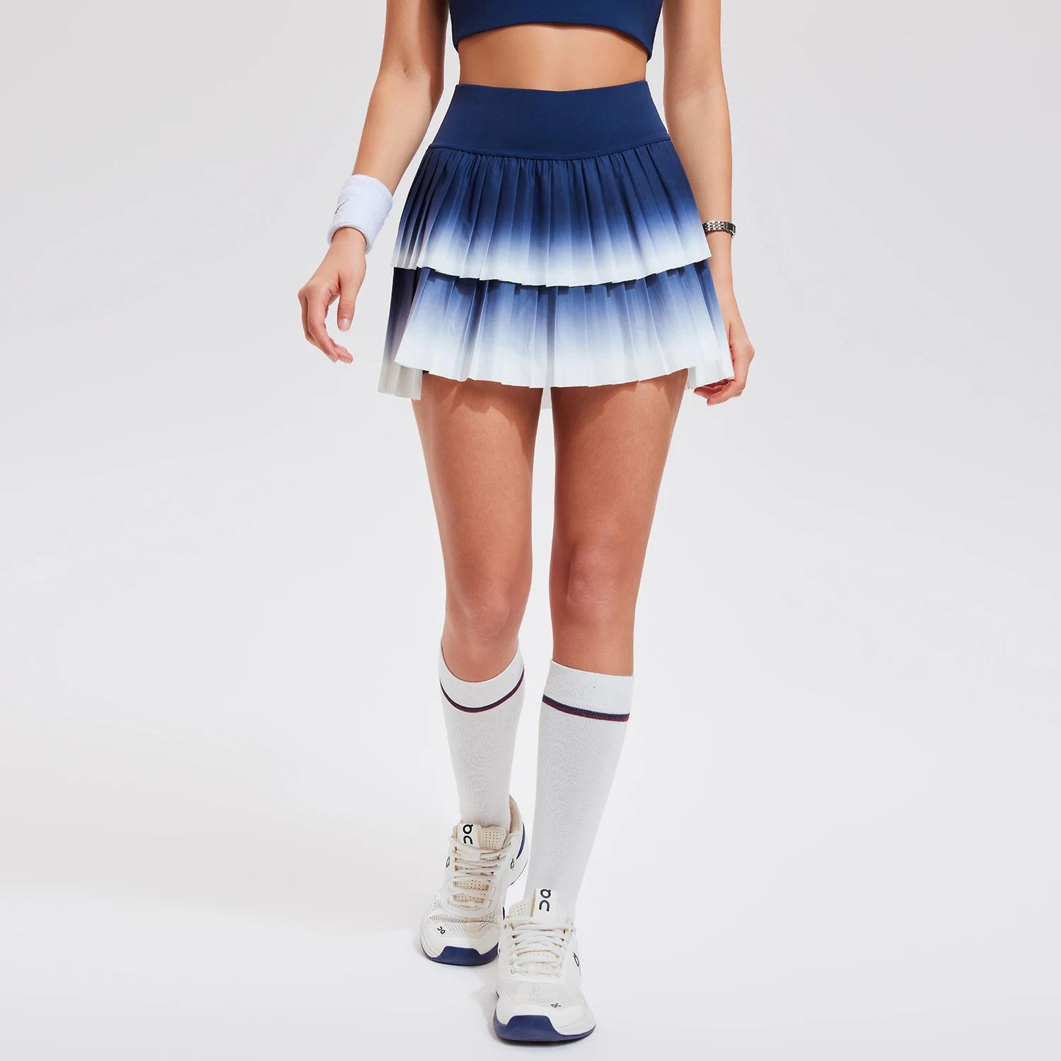 Mini jupe de Tennis taille haute pour femmes, dégradé plissé, Yoga, Golf, ceinture de sport, pantalo