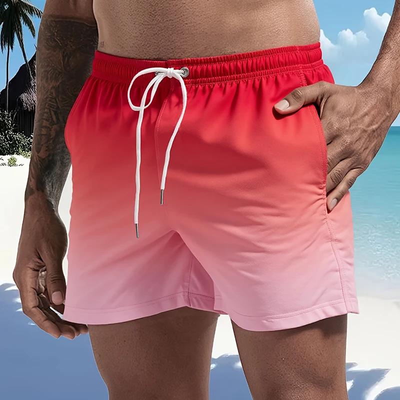 Maillot de bain pour hommes avec doublure en maille poches latérales short de plage solide séchage r