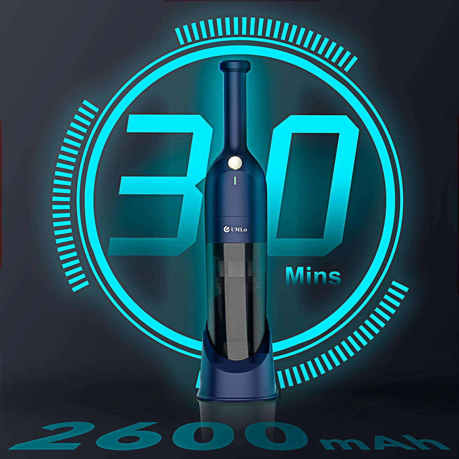 UMLo Petit aspirateur à main, aspirateur de voiture rechargeable avec 30 minutes d'autonomie, aspira