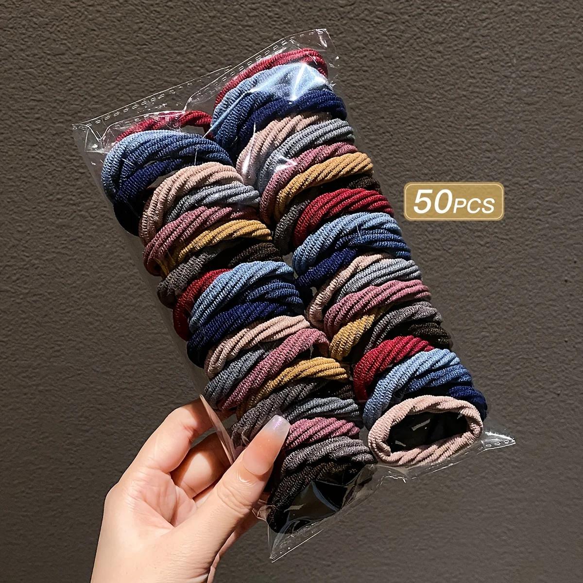 Attaches pour cheveux simples pour filles, accessoires mixtes, document, 50 pièces