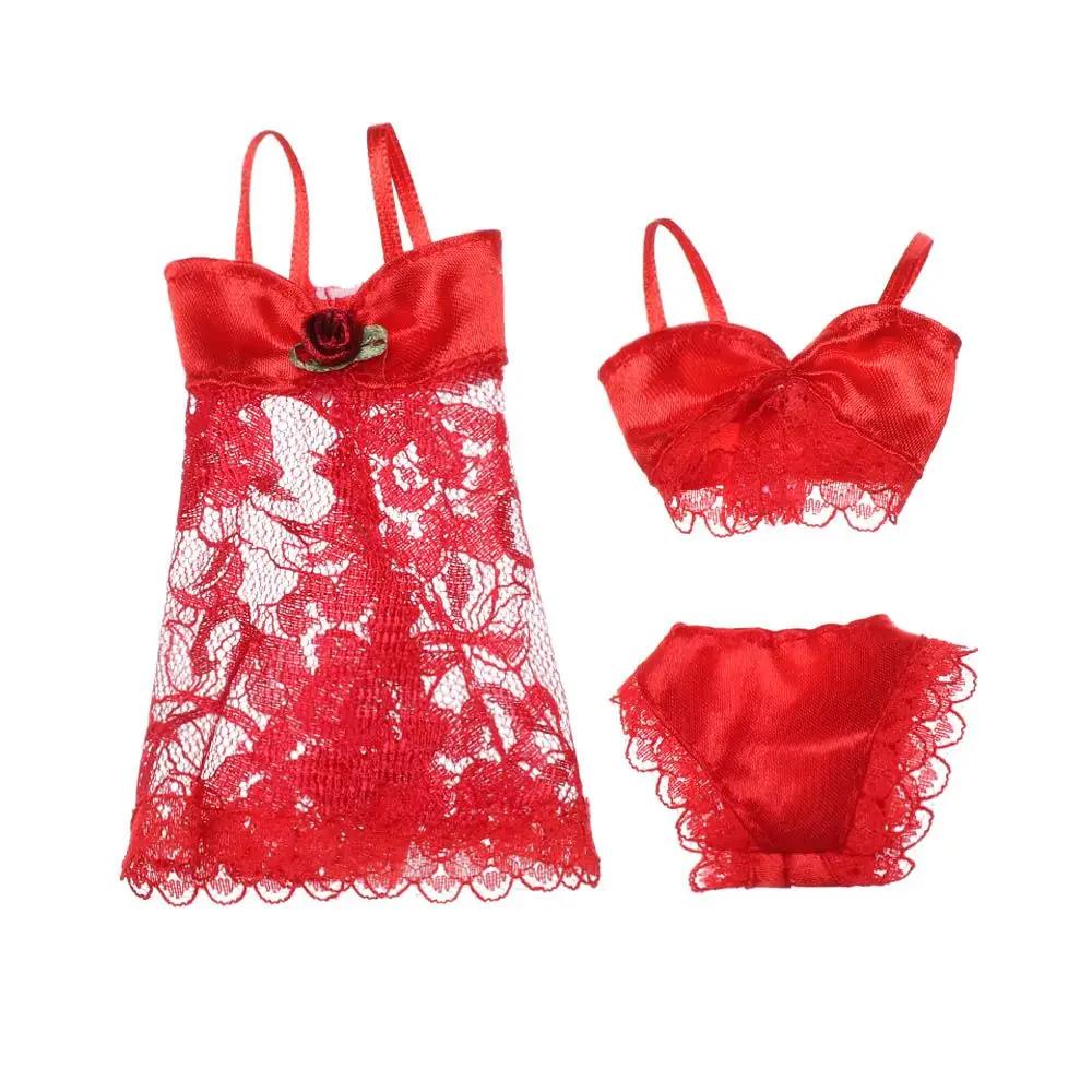 Pyjama coloré 3 en 1, sous-vêtements, Lingerie, soutien-gorge, robe en dentelle, accessoires de mais