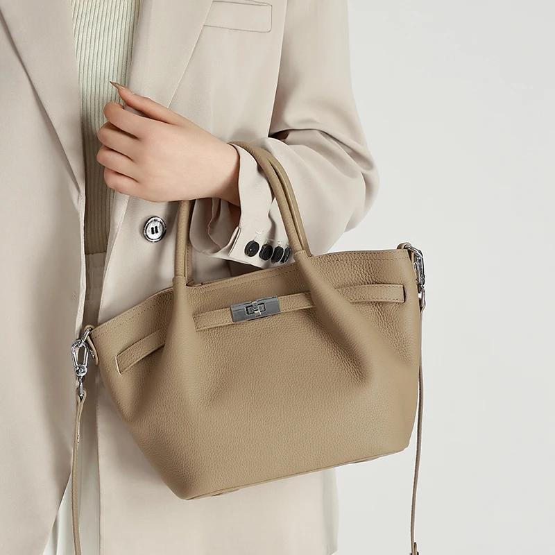 Sac seau en cuir véritable pour femmes, sacs à main de luxe de créateurs, sac bandoulière en cuir pl