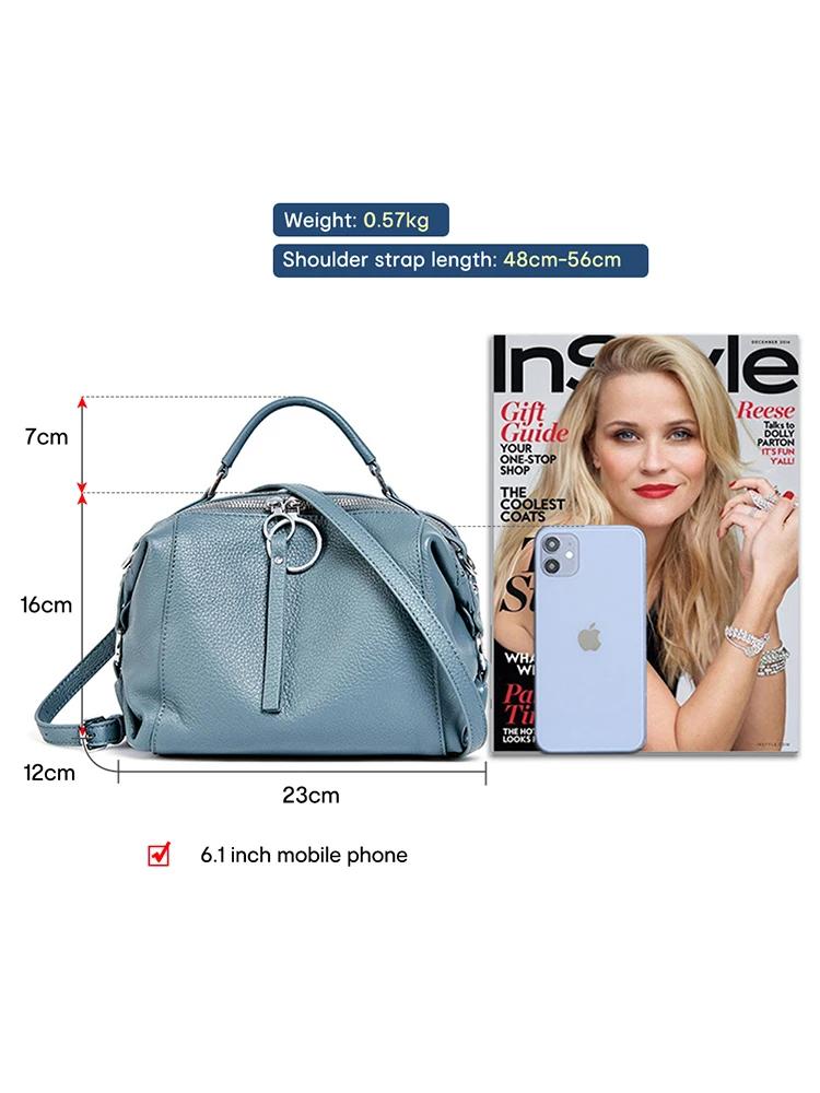 Zency élégant sac à main en cuir véritable femmes sac à bandoulière grande capacité Simple moyen sac