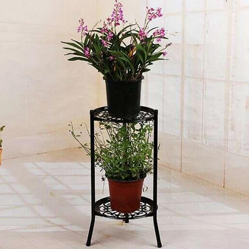 Étagère de support de plante en métal élégant à deux couches, porte-plante en pot, supports de pot d