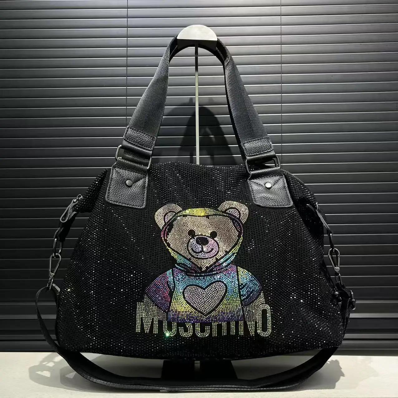 Sac à main ours en peluche pour femmes, bijoux en diamant à la mode, sac à bandoulière mignon de gra