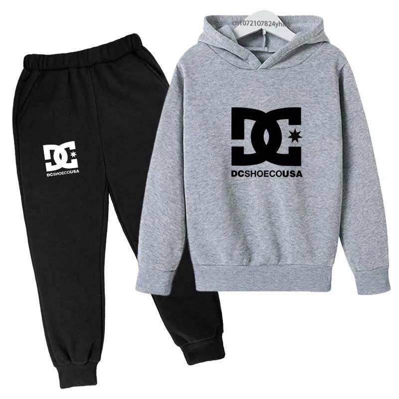 Enfants printemps automne décontracté Simple imprimé 2 pièces sweat à capuche + pantalon survêtement